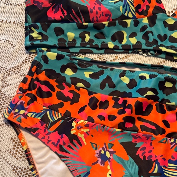 SHEIN Multicolor Tropical Leopard high waisted bikini size XXL - Picture 4 of 7